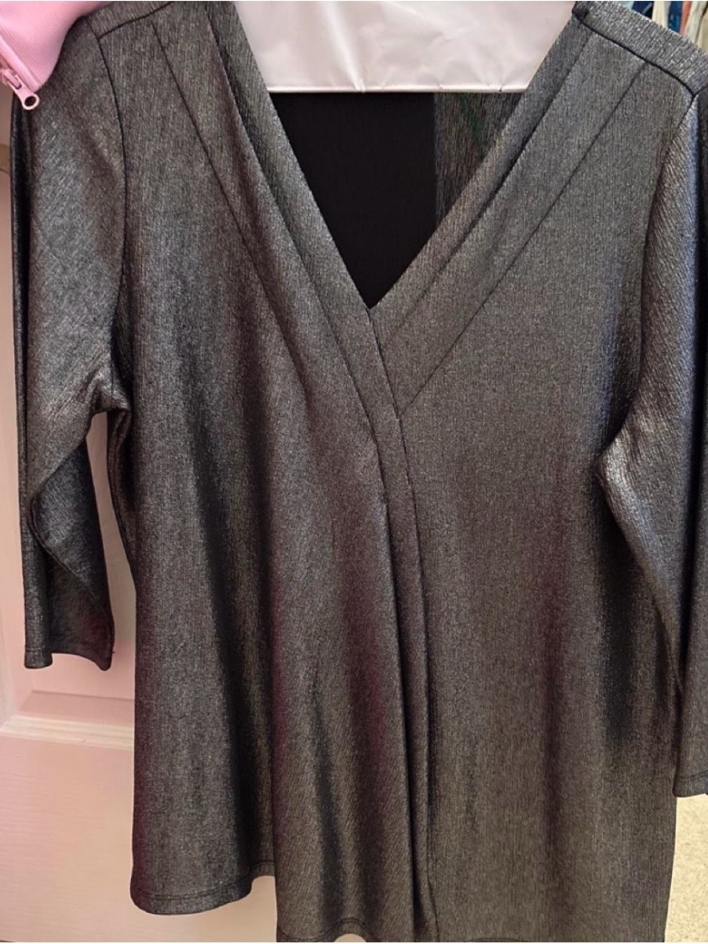 Lane Bryant Metallic V-Neck Tunic in Charcoal